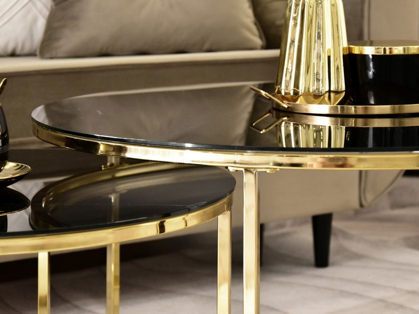 Konferenční stolek Grande (černý mramor + zlatá)