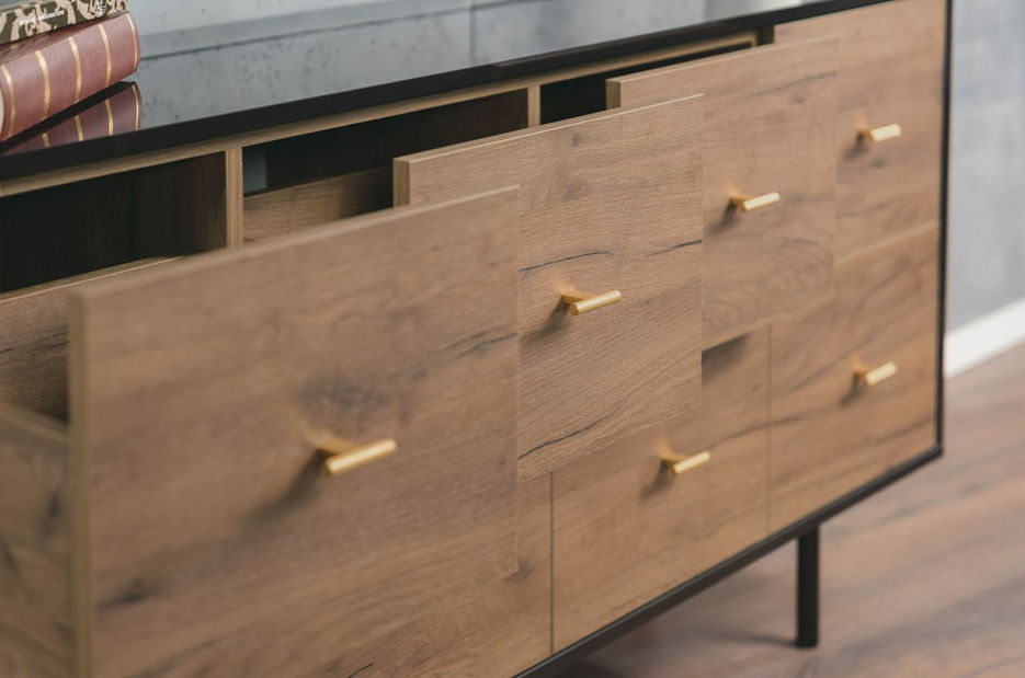 Komoda Naturlig Sinoit (dub craft + černý lesk)