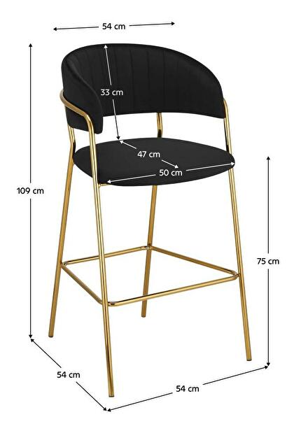 Barová židle Dasmona 2 (černá + zlatá + chromová)