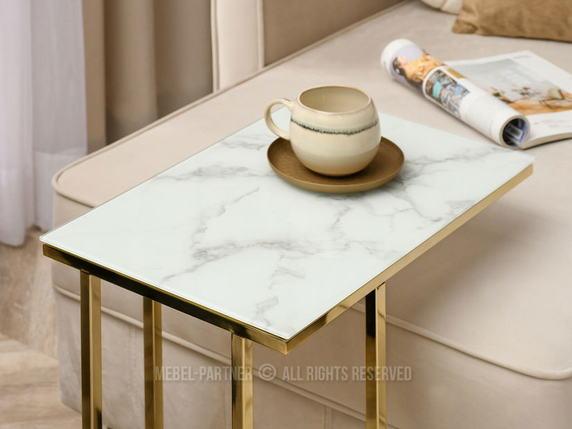 Konferenční stolek Vasho (bílá + zlatá)