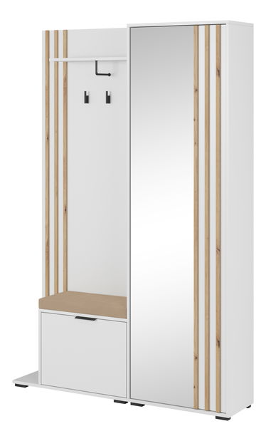 Šatní skříň Norris (bílá + dub artisan)