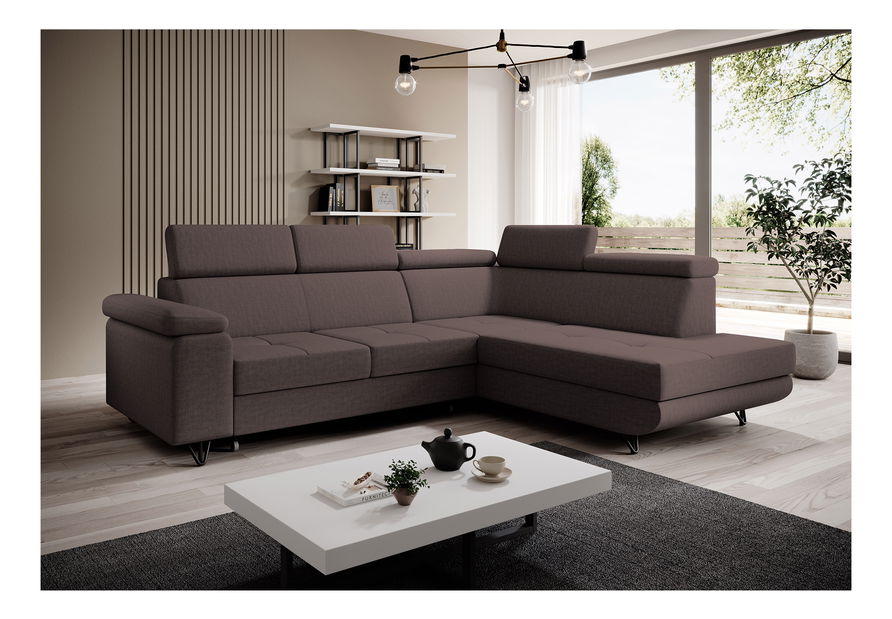 Rozkládací sedací souprava Jopo (hnědá) (P) 