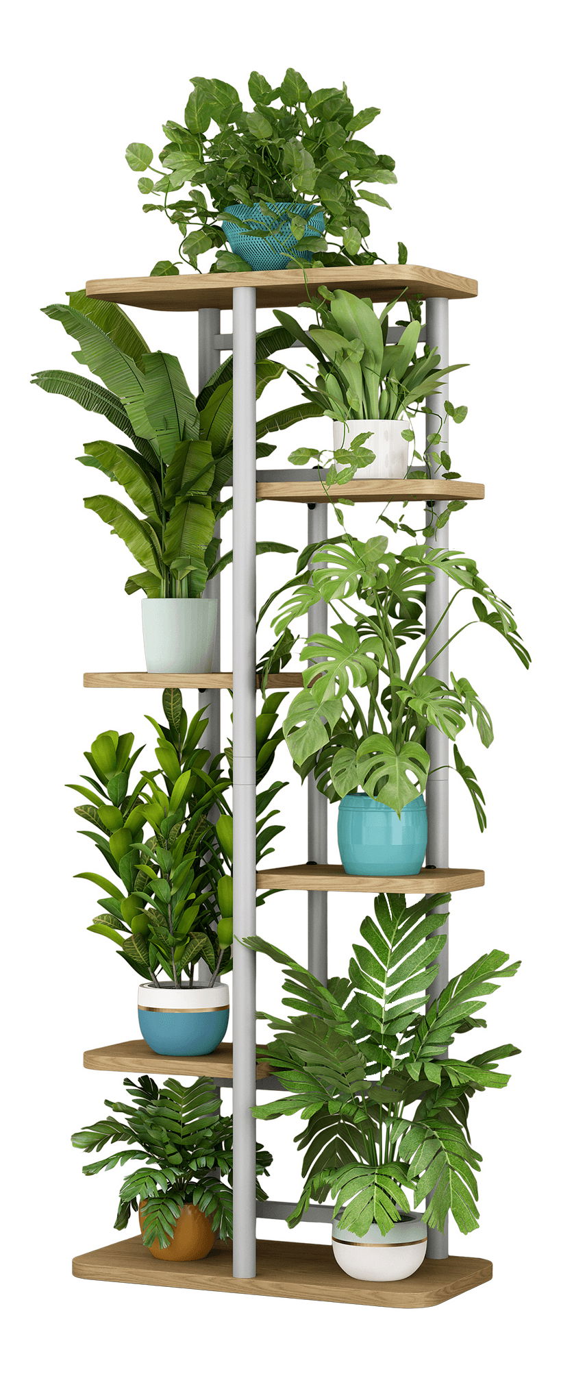 Stojan na květiny Laban 2 (bílá + dub sonoma)