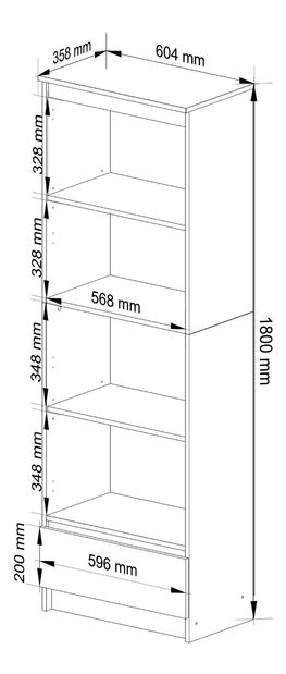 Regál Radha (dub sonoma + bílá)
