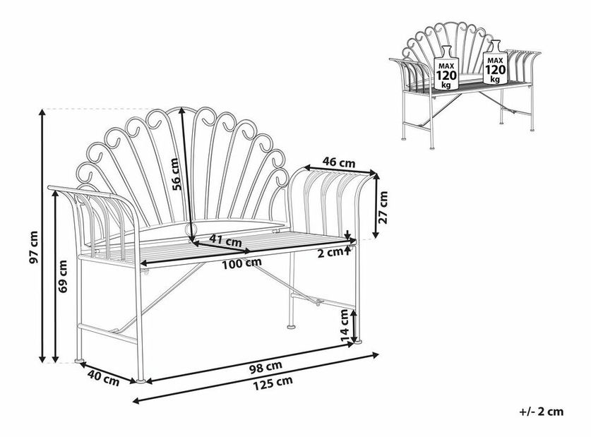 Zahradní lavička CAVEA (růžová)