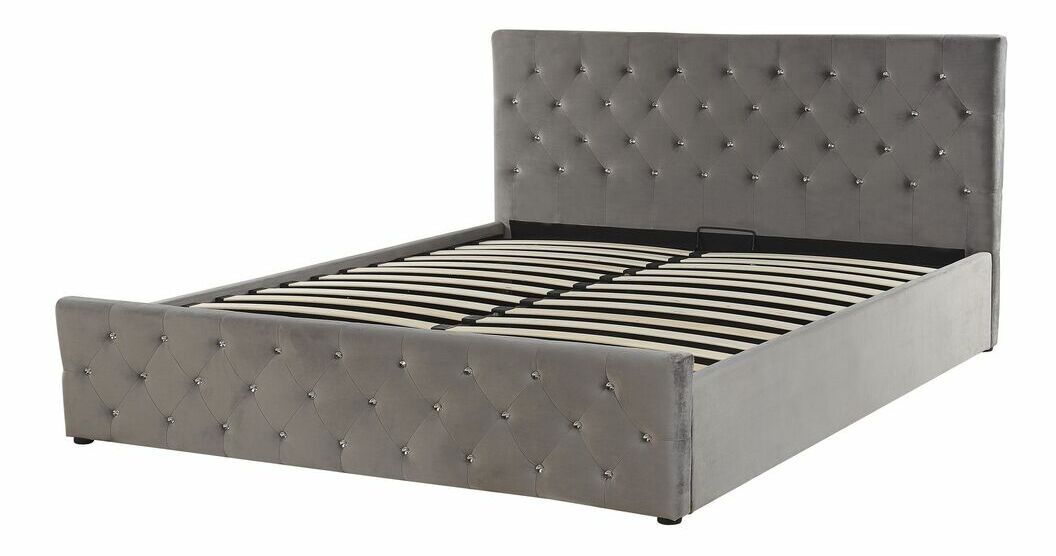 Manželská postel 160 cm AMESIA (šedá) (s roštem a úl. prostorem)