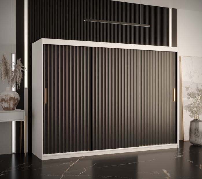 Šatní skříň 100 cm Riana Wa 1 150 (bílá matná + černá matná)