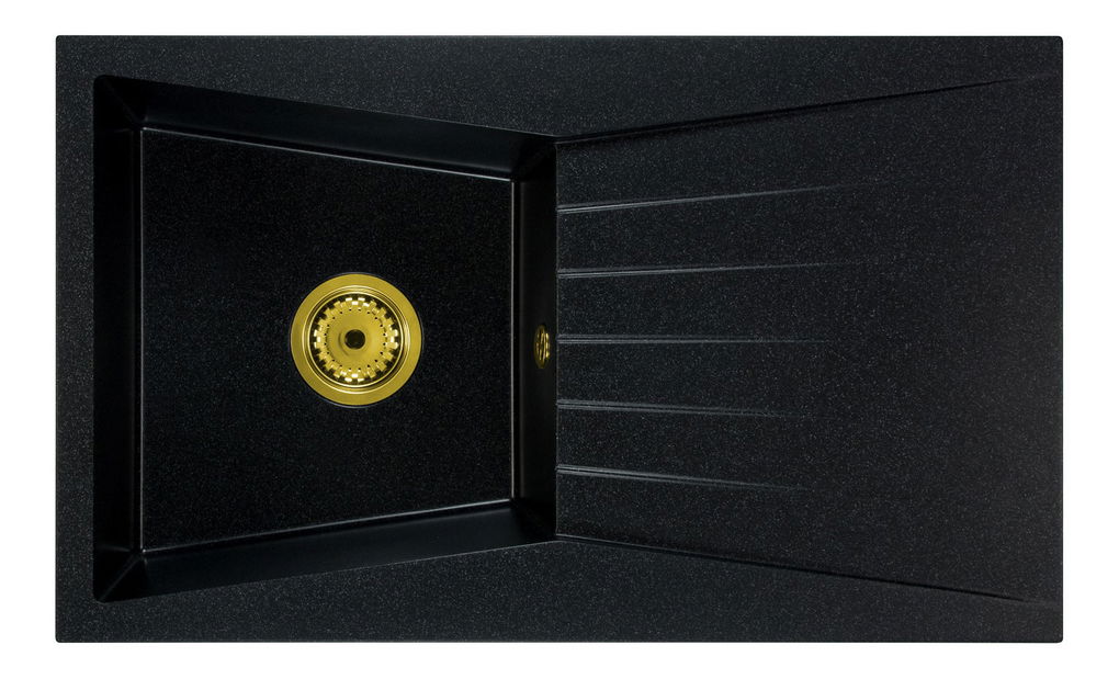 Kuchyňský dřez Ragod (černá + textura) (bez otvoru pro baterii) (P)