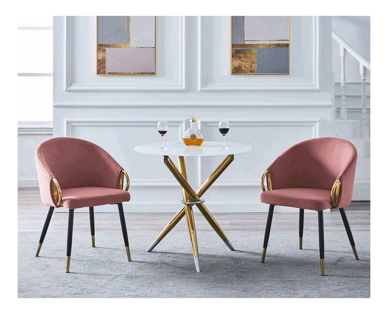 Designové křeslo Hafnon (růžová + zlatý chrom)