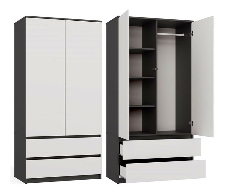 Šatní skříň Musecalo 1 (antracit + bílá)