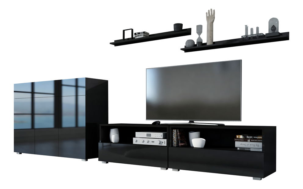 Obývací stěna Berny 47 (černá + černý lesk)