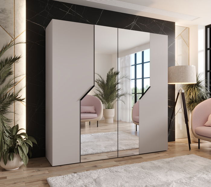 Šatní skříň Alaris 2 200 (kašmír + černá) (se zrcadlem)