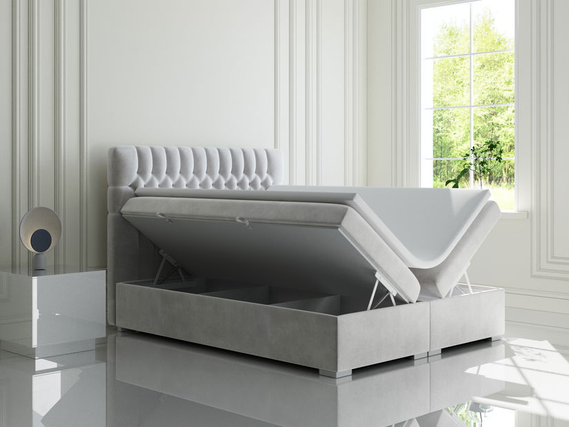 Boxspring postel 160 cm Daliny (světle šedá) (s úložným prostorem)