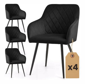 Set 4 ks jídelních židlí Velting (černá)