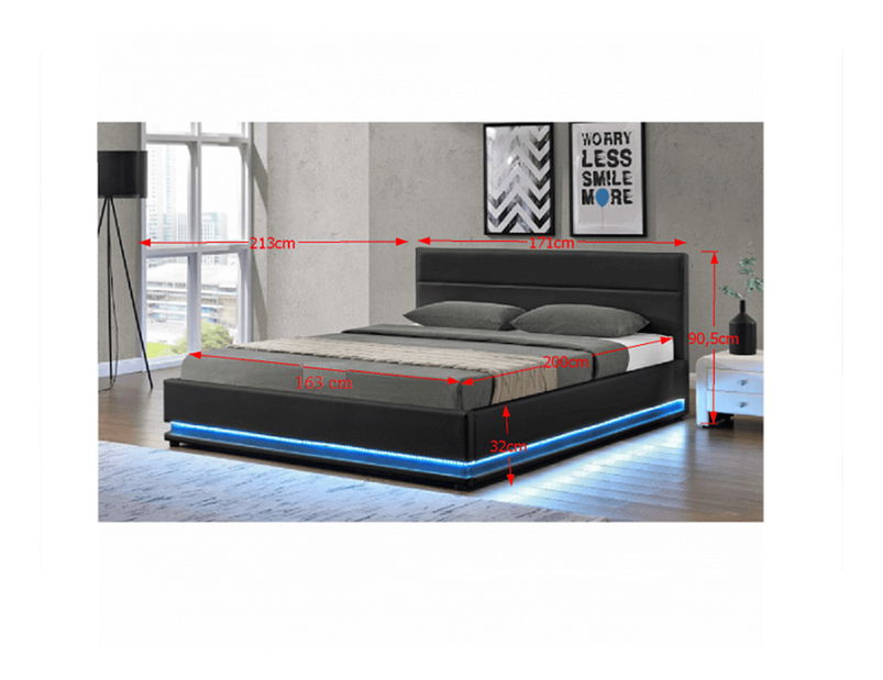 Manželská postel 160 cm Baella (s roštem, osvětlením a úl. prostorem)