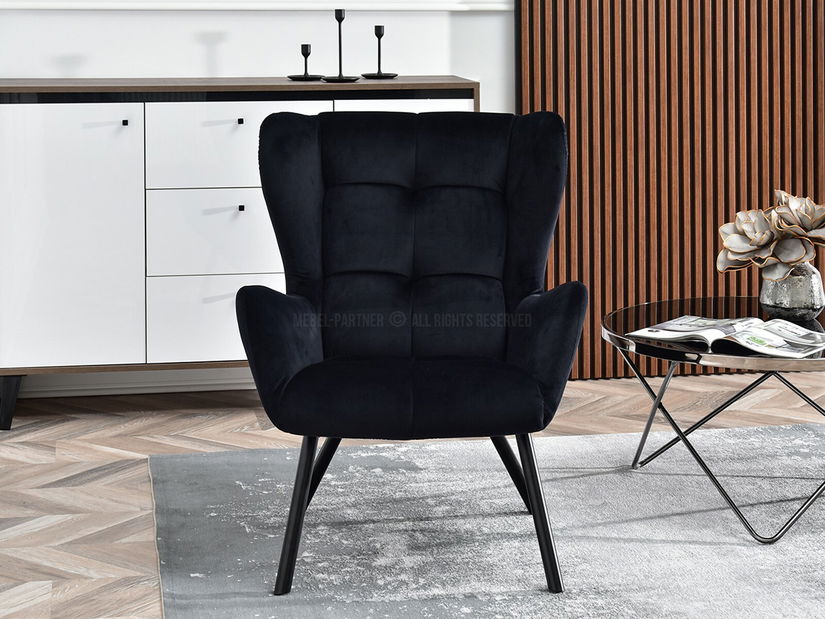 Designové křeslo Norweien (černá + zlatá)