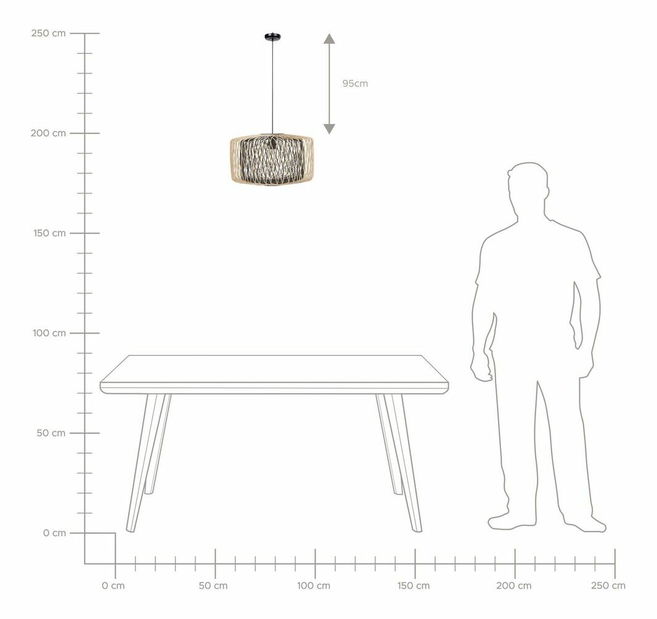 Závěsná lampa JAVO (světlé dřevo + černá)