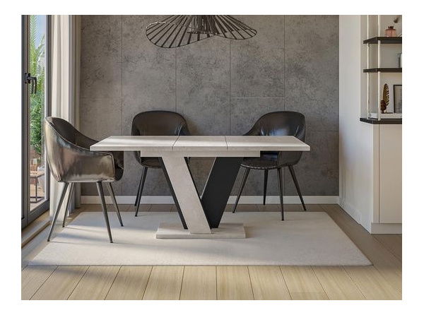 Jídelní stůl Timmy (bílý lesk + beton)