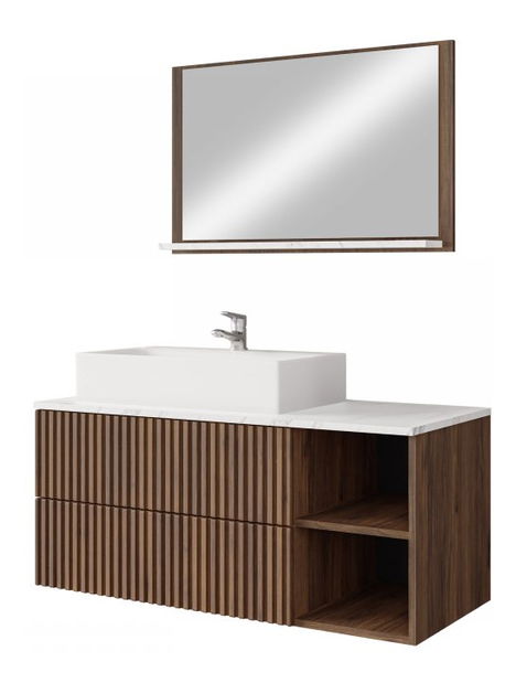 Koupelnová sestava Kiegi Ryfel I (ořech warmia + mramor) (se sifonem) (s umyvadlem) *výprodej