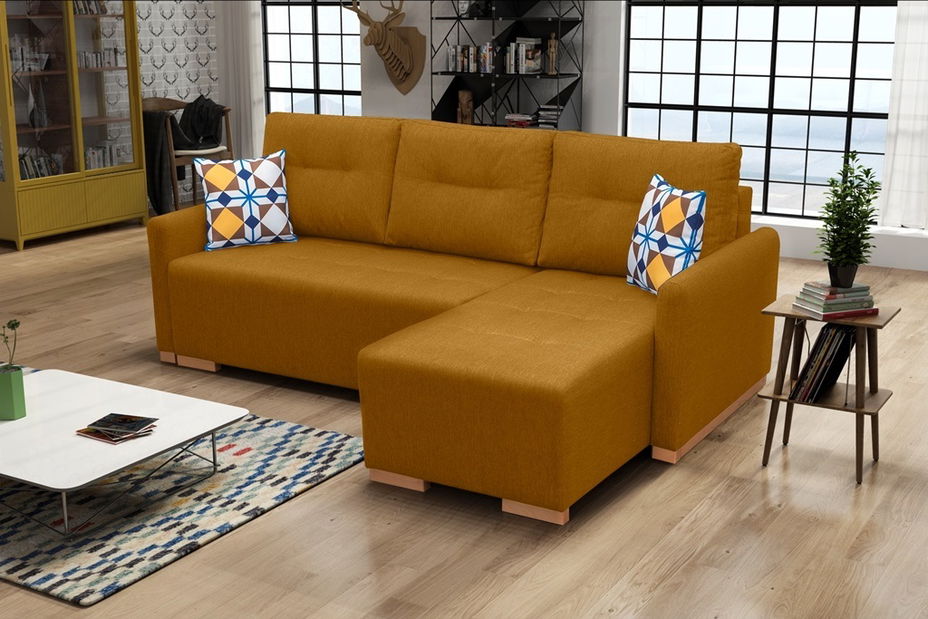 Rohová sedací souprava Xuan (hořčicová) (P)