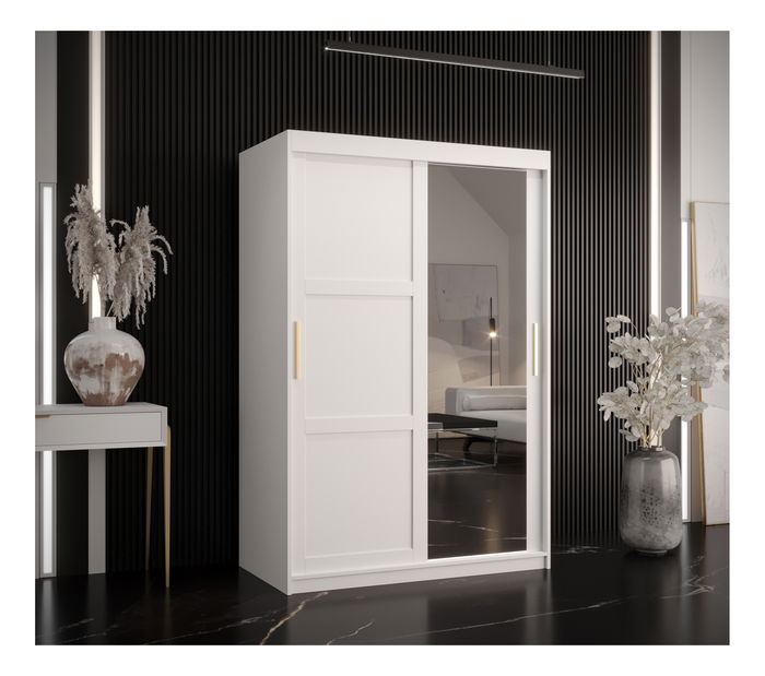 Šatní skříň Riven 2 120 (bílá matná) (se zrcadlem)