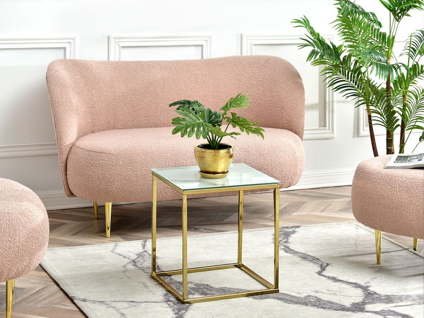 Konferenční stolek Bella S (bílý mramor + zlatá)