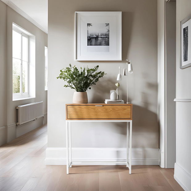 Konzolový stolek Permitiendo (dub + bílá)