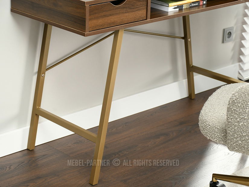 PC stolek Gavon (ořech + zlatá)