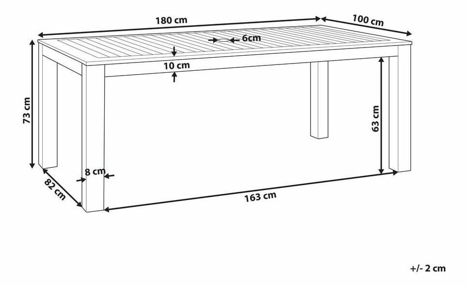 Zahradní stůl 180x100cm Tara (tmavé dřevo)