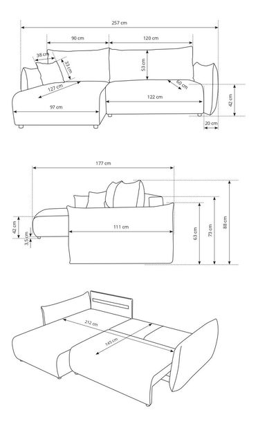 Rohová sedací souprava Alondra (hnědá velbloudí) (P)
