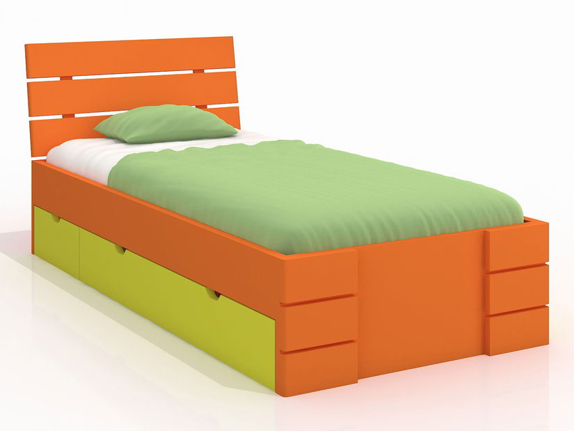 Jednolůžková postel 90 cm Naturlig Kids Lorenskog High Drawers (borovice) (s roštem)