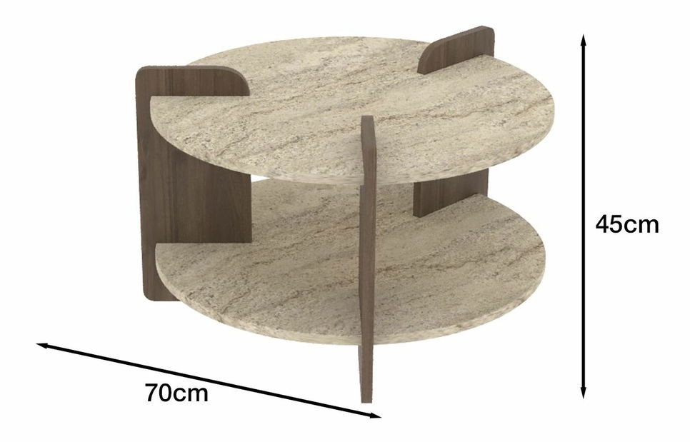 Konferenční stolek Oaly (ořech + travertin)