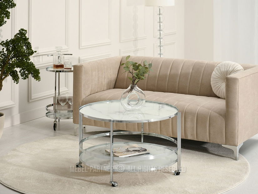 Konferenční stolek Chici (bílý mramor + chromová)