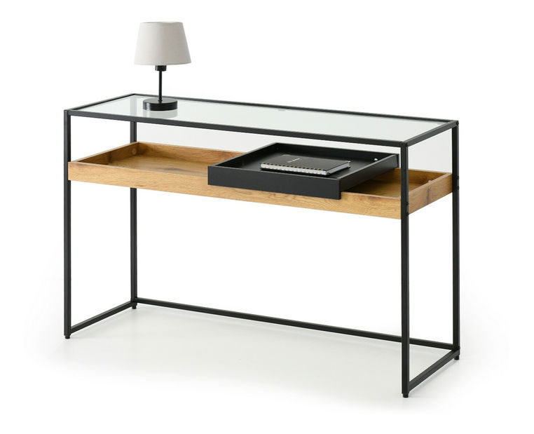 Konzolový stolek Eliash (dub + černá)