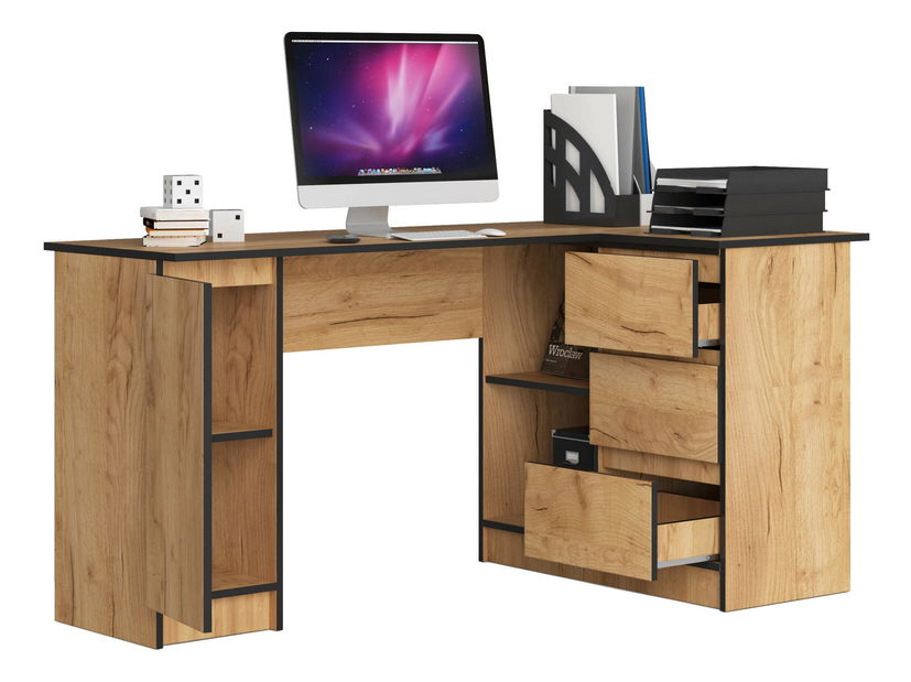 Rohový PC stolek Bevin (dub craft) (P)