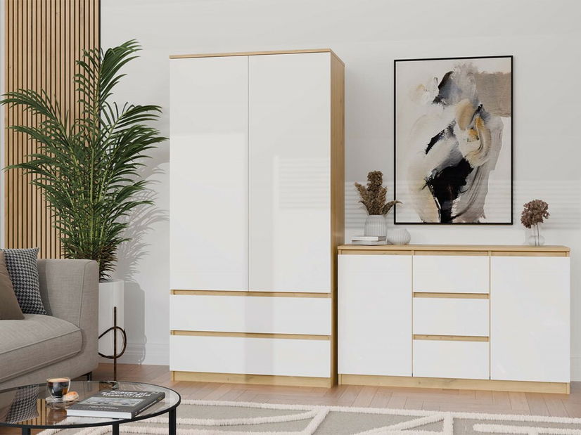 Komoda Musecalo 11 (dub artisan + bílá)