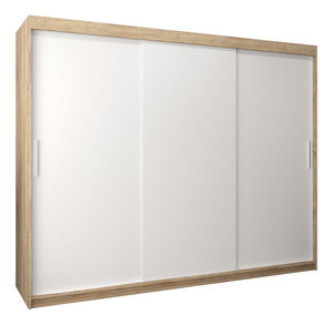 Šatní skříň 250 cm Toki (Dub sonoma + Bílá matná)