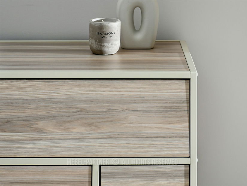 Komoda Soren Kom (popelavá béžová + krémová)