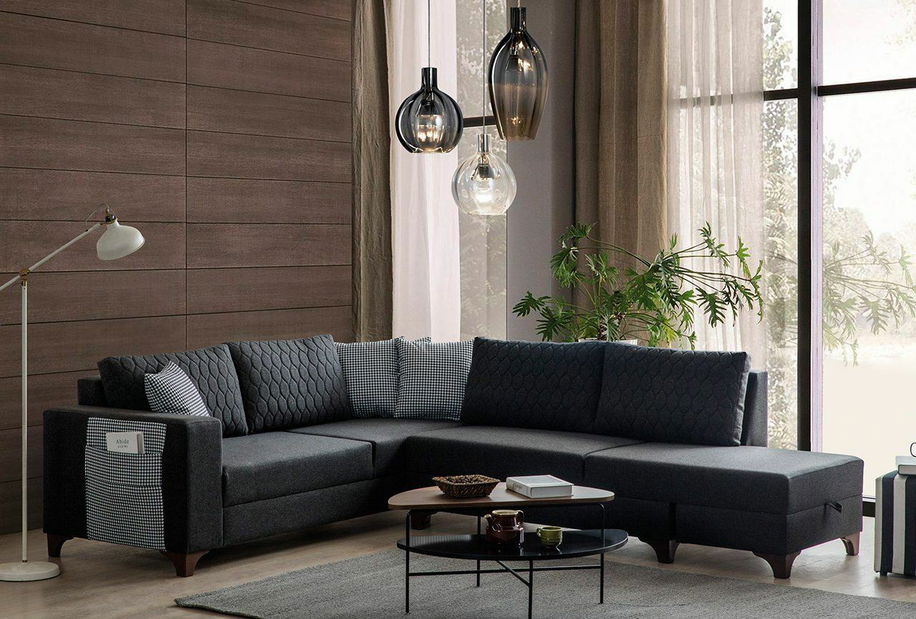 Rohová sedačka Lattino (šedá) (L)