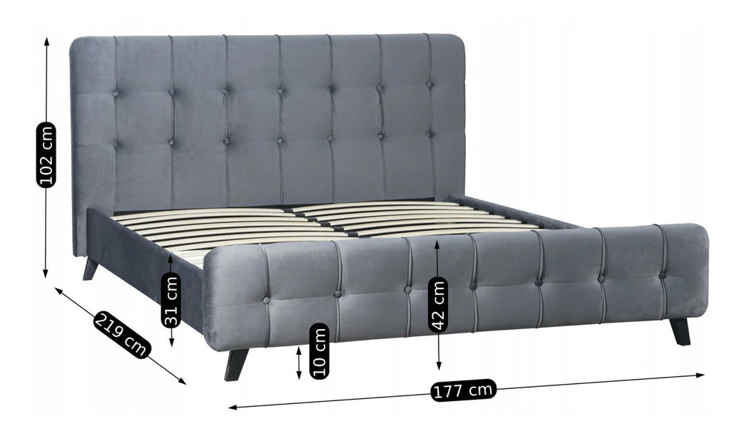 Manželská postel 160 cm Luchan (šedá) (s roštem)