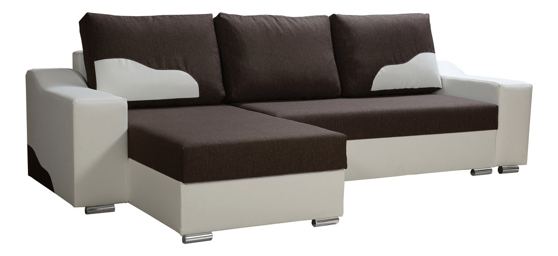 Rohová sedací souprava Wisteria (hnědá + bílá) (L)