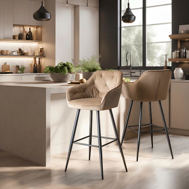 Barová židle Solicitamos (béžová + černá)