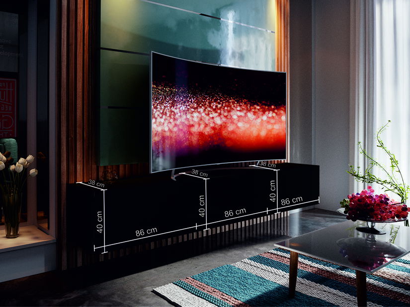 Obývací stěna Brassica (bílá + bílý lesk)