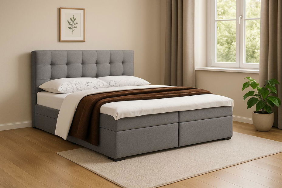 Manželská postel Boxspring 180 cm Fade 2 (šedá) (s matrací a úložným prostorem)