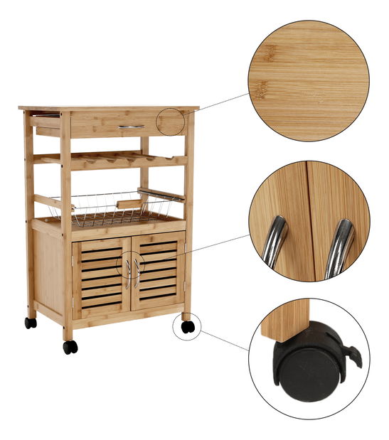 Servírovací vozík Echo (přírodní bambus)