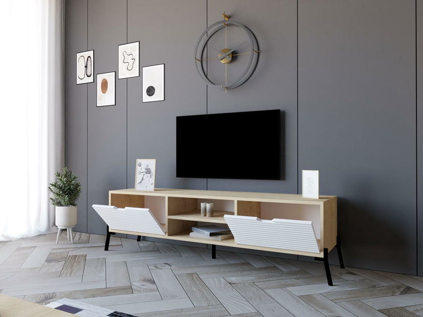 TV stolek/skříňka Pasula (dub safírový + bílá)