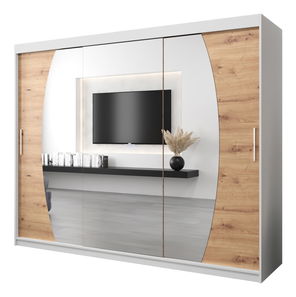Šatní skříň 250 cm Eclipse (bílá matná + dub artisan)