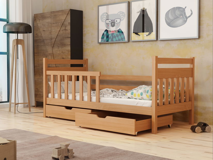 Dětská postel 90 cm Kasey (s roštem a úl. prostorem) (buk)
