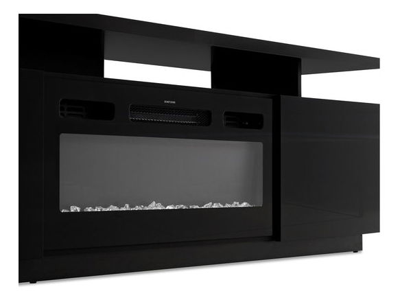 TV skříňka s krbem Anaceta (bílá + lesk bílý)