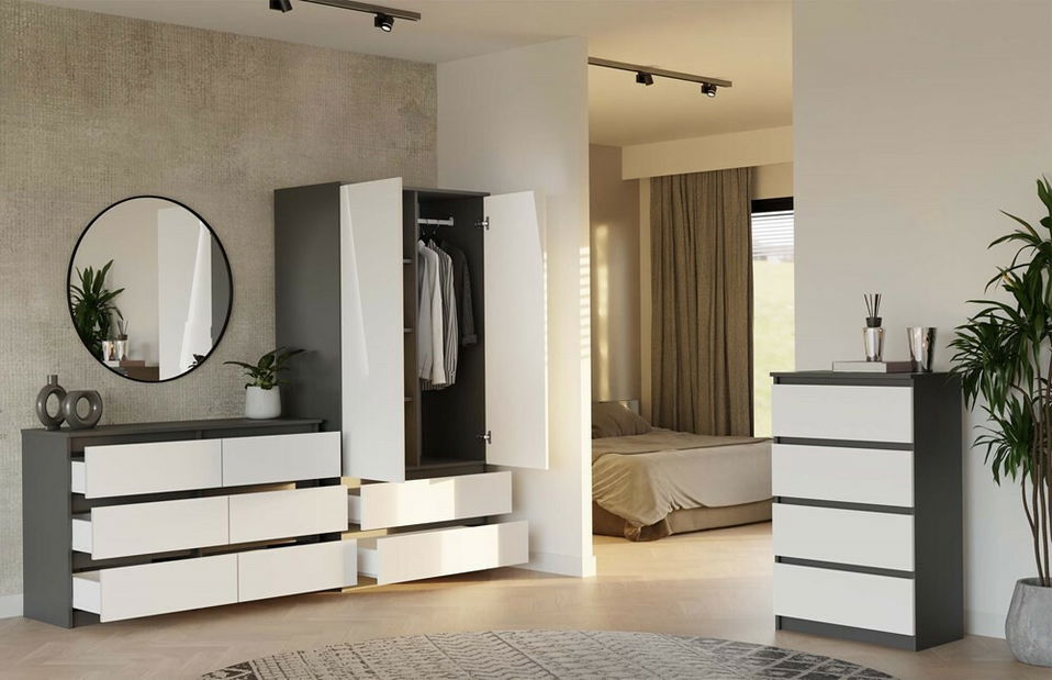 Komoda Musecalo 6 120 (antracit + bílá)